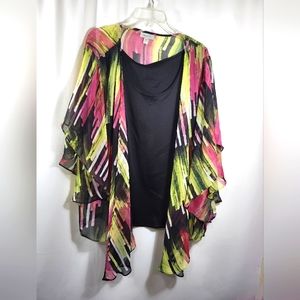Dressbarn vibrant colored sheer over black tank women's 22 / 24  #193